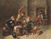 BROUWER, Adriaen Brawling Peasants oil on canvas